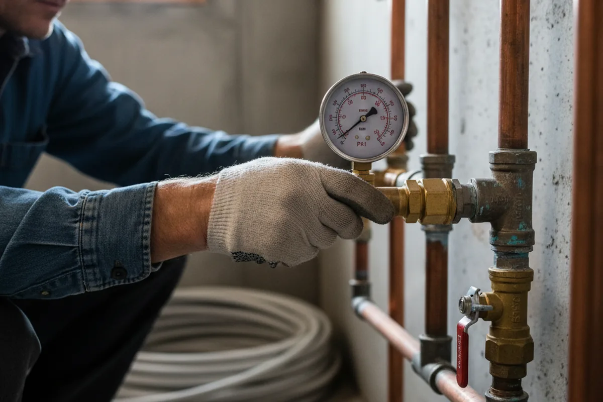 Pressure testing a repaired line during Water Line Repair in Lilly